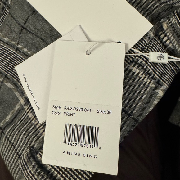 Anine Bing Carrie Pants GREY PLAID Women’s Size 36 - Picture 5 of 6